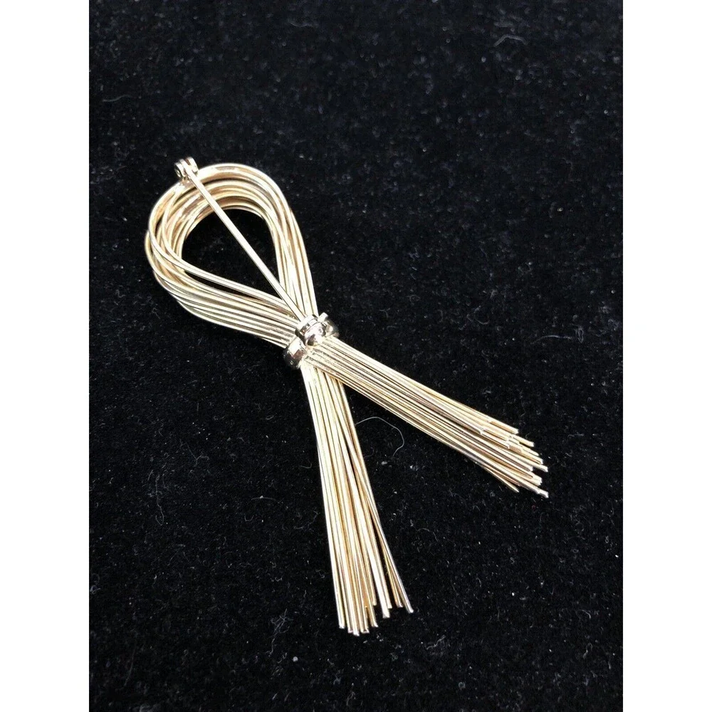 STUNNING VINTAGE ESTATE GOLD TONE LOOP BOW  BROOCH!!! - Picture 5 of 6